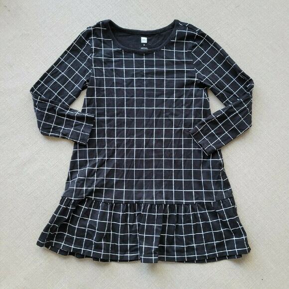 Tea Collection USA Black Window Pane Plaid Printed Ruffle Dress - Picture 2 of 5